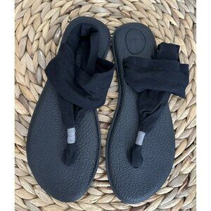Sanuk Yoga Sling Black  Thong Sling Back Sandals Women’s Size 8 Yoga Mat Comfort